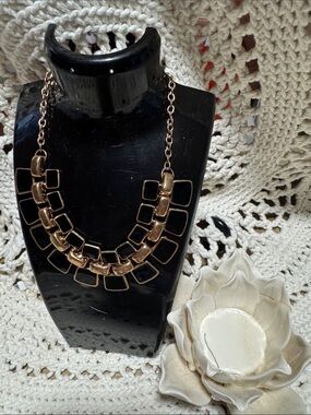 Gold and Black Statement Necklace - Women Jewelry